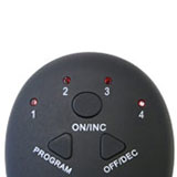 en narbild paden svarta kontrollpanelen pa en ab trainer. 8 pads abs stimulator. magtranare