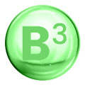 en gron bubbla med forteckningen for vitamin B3 mot en gron bakgrund en gron bubbla med forteckningen for vitamin B3 mot en gron bakgrund