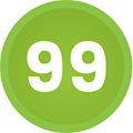 en gron bubbla med texten 99 i vitt mot en vit bakgrund en gron bubbla med texten 99 i vitt mot en vit bakgrund