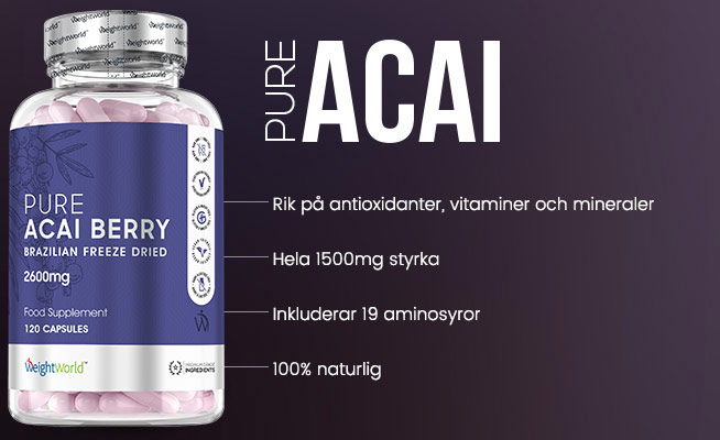 Pure Acai Infographic for Pure Acai som beskriver halsofordelarna med Acai kosttillskott