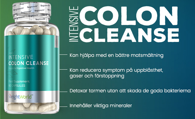 Intensive Colon Cleanse Infographic for intensive colon cleanse som beskriver halsofordelarna med WeightWorlds kosttillskott