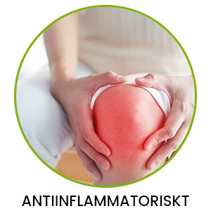 En bild på ett inflamerat knä som är rött av smärta