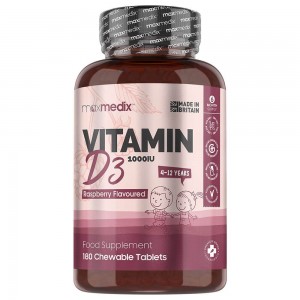 Vitamin D3 Tuggtabletter för barn | Kosttillskott för underhåll av skelett & leder och naturlig boost för immunförsvaret