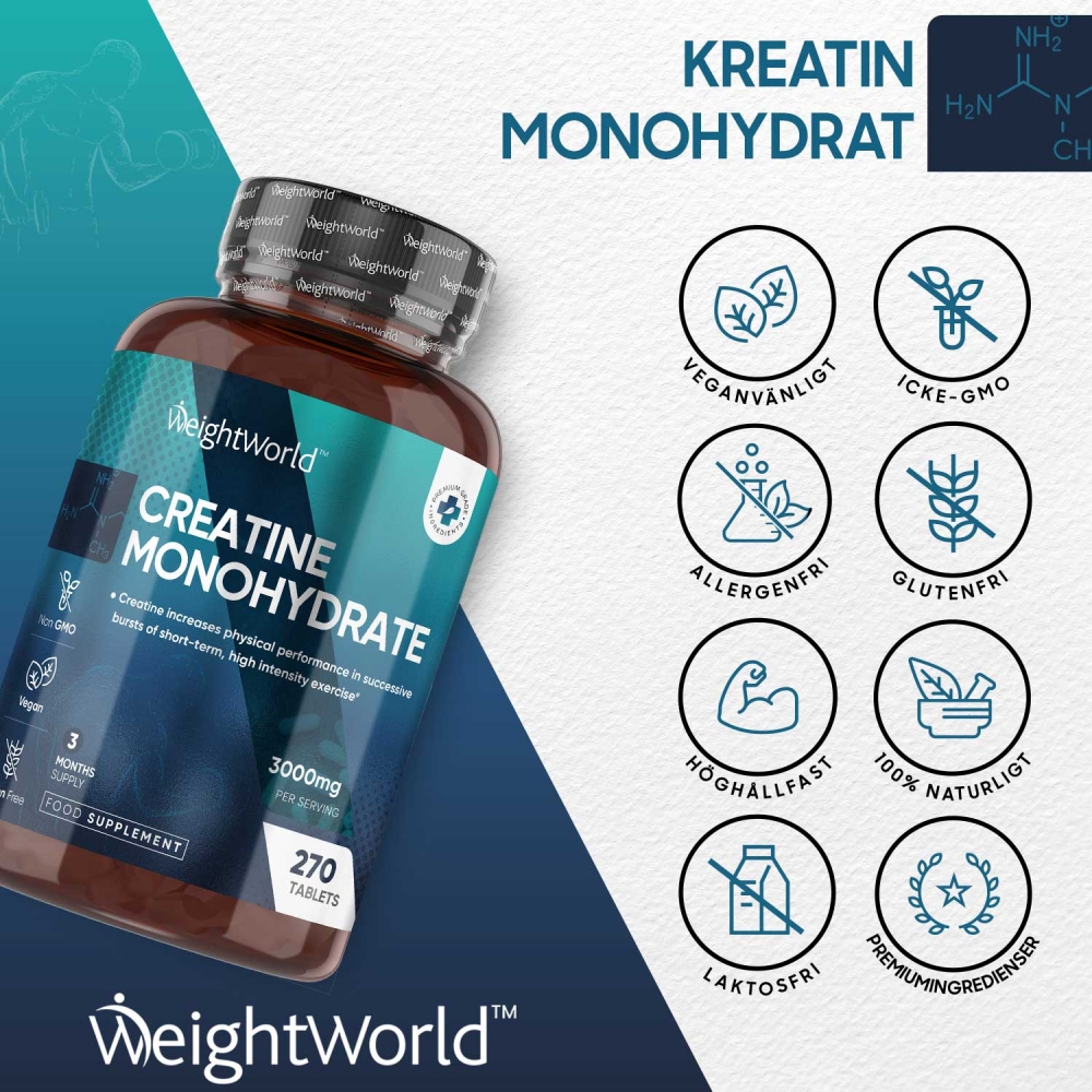 Köp Kreatin tabletter, för att hjälpa din kropp att få i sig kreatin monohydrat