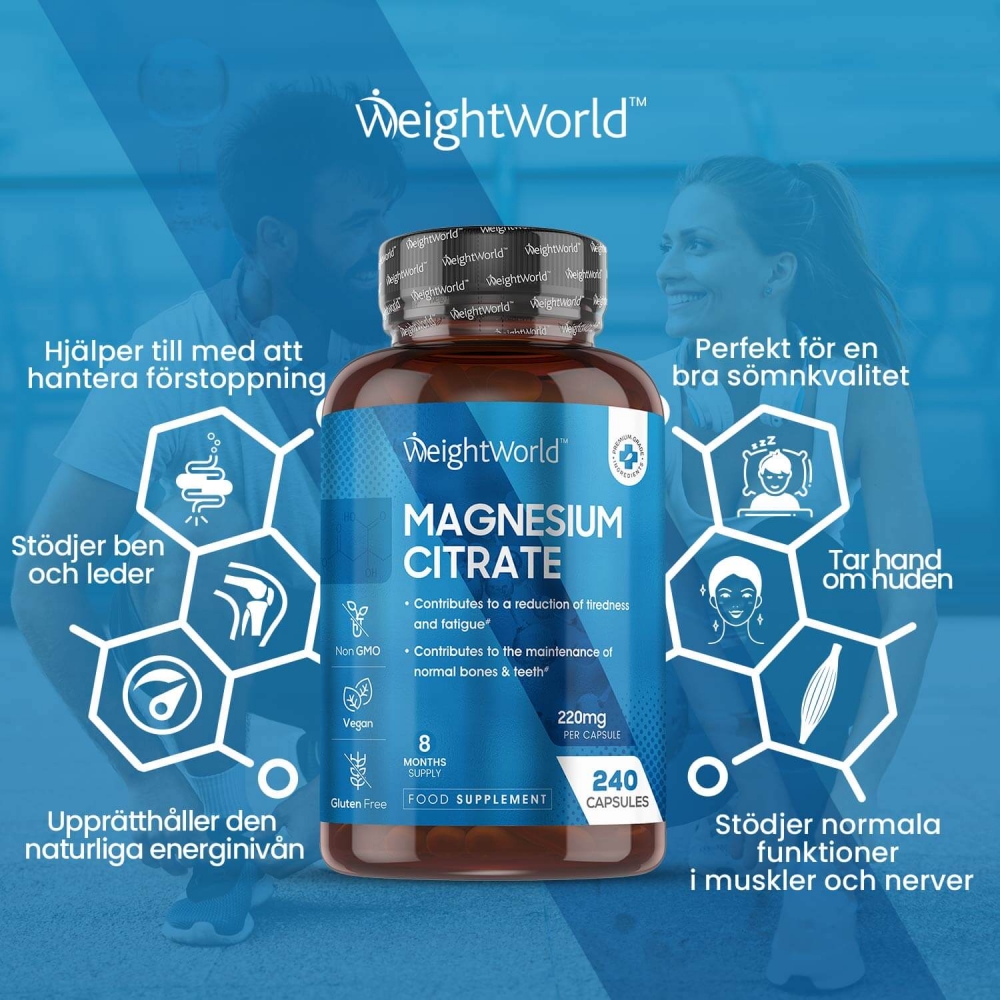 Magnesiumcitrat För matsmältning, ben och muskler