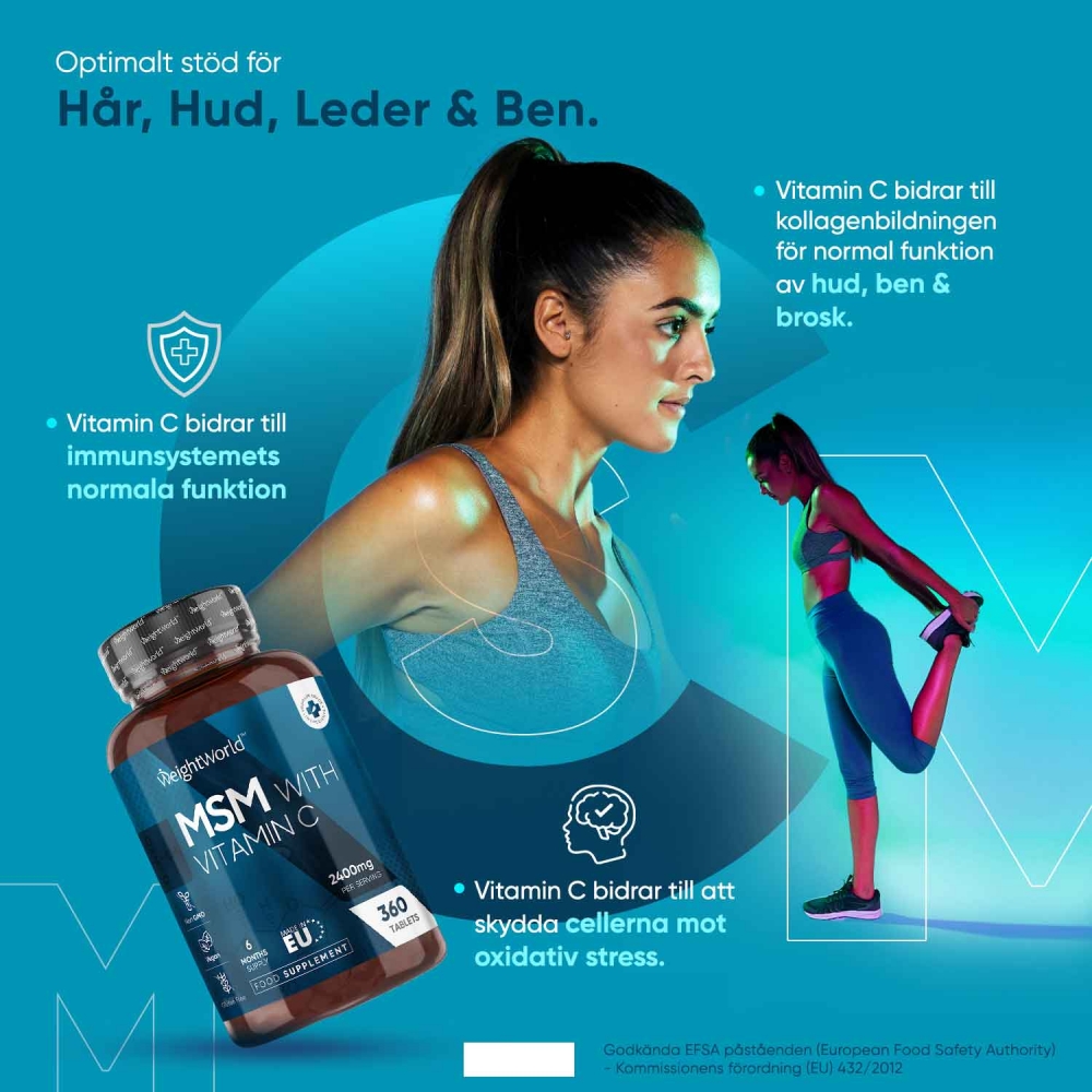 Köp MSM Tabletter med Cvitamin 2400 mg l För skelett och leder