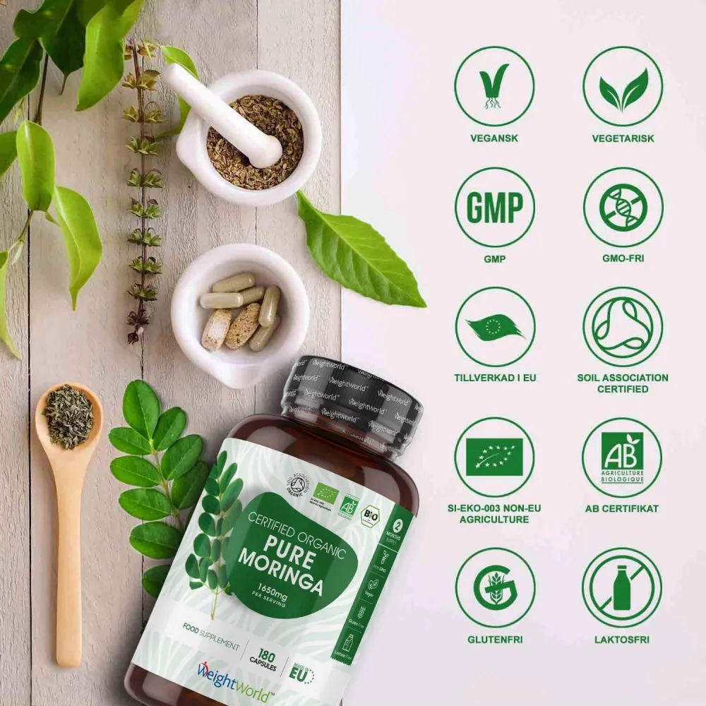 Moringa kapslar som är rik på kalcium, järn och antioxidanter för blodtryck och blodsocker