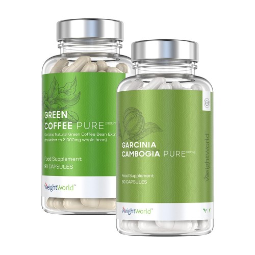 Green Coffee Pure & Garcinia Cambogia Pure - Superfood kosttillskott med grönt kaffe och garcina pure extrakt - För 2 månaders bruk