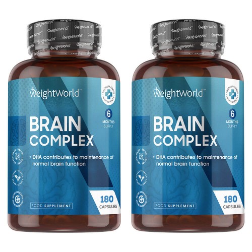 Brain Complex - Naturligt kosttillskott för hjärnan - 180 kapslar för mental energi 2-Pack