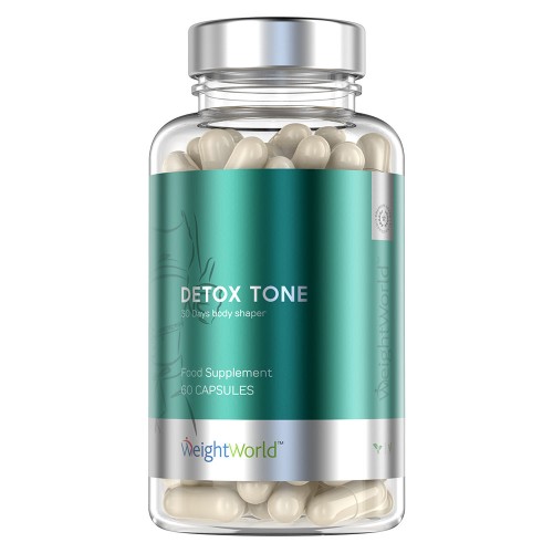 Detox Tone - 60 Kapslar - Naturligt tillskott för detox och matsmältning - En månads detox program med ingefära och chlorella