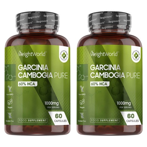 Garcinia Cambogia Pure - 60 kapslar x1000mg - Viktminskningstabletter som kan stötta viktnedgång - Veganskt kosttillskott - 2-pack