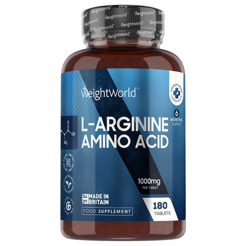L-Arginine Tabletter - Fitnesstillskott för volym, definition och muskelprestation - 180 tabletter