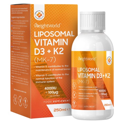 Liposomal Vitamin D3 + K2, 250ml droppar för 4 månader - Underhåll av skelett & leder - Naturlig boost för immunförsvaret