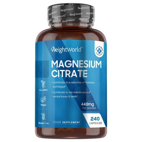 Magnesiumcitrat 240 kapslar, 440 mg - Kosttillskott för muskler och skelett