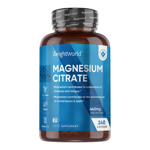 Magnesiumcitrat 240 kapslar, 440 mg - Kosttillskott för muskler och skelett