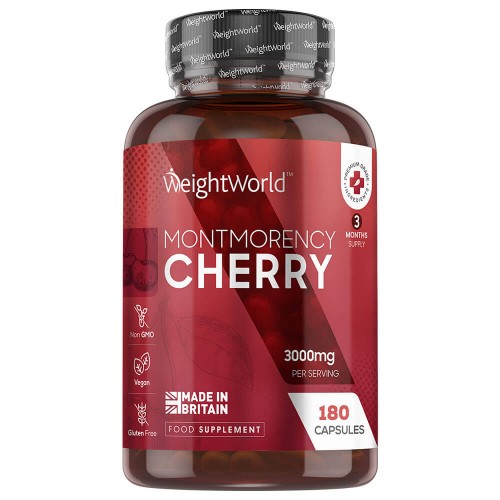 Montmorency Cherry 3000mg, 180 kapslar - Berikat med A- och C-vitamin för återhämtning efter träning & bättre sömn