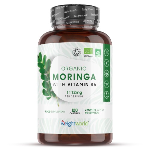 100% Ekologiska Moringa kapslar - Uppfriskande naturligt tillskott - 120 kapslar, 1112 mg dagsdos