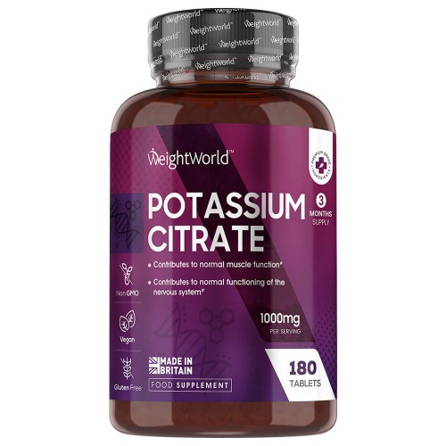 Kalium 1000 mg, 180 tabletter - Naturligt stöd för muskler, nervsystem & blodtryck med potassium - Vegansk