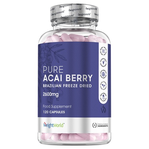 Pure Acai Kapslar - 120 Kapslar, 2600 mg - Naturligt tillskott med acai pulver i lättsvalda kapslar