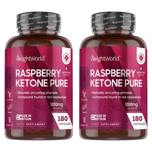 Raspberry Ketone Pure - Med rena hallonketoner - Boostad med Garcinia Cambogia & Grönt Kaffe - Veganvänligt Superlivsmedelstillskott - 2 pack
