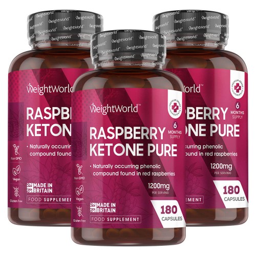 Raspberry Ketone Pure - Med rena hallonketoner - Boostad med Garcinia Cambogia & Grönt Kaffe - Veganvänligt Superlivsmedelstillskott - 3 pack