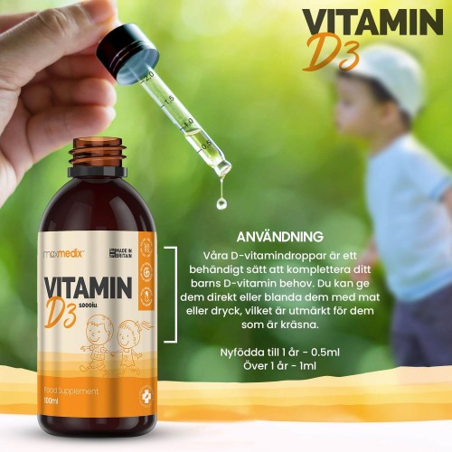 flytande vitamin d3 for barn för ben, muskler och immunförsvaret