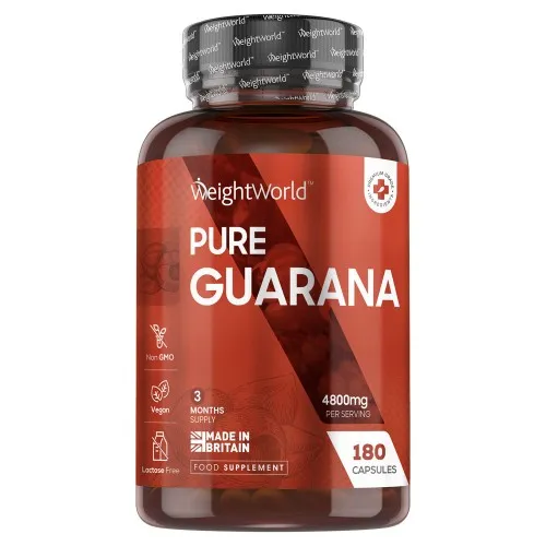 Pure Guarana 4800 mg, 180 kapslar - Energigivande tillskott av frukt från Amazonas
