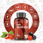 En burk på Guarana som även har guarana frukten runt den medan text i en halvmåne.