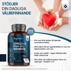 Bilden visar 1 burk av WeightWorlds fiskoljekapslar och även förklarar vad dessa kapslar kan hjälpa till med