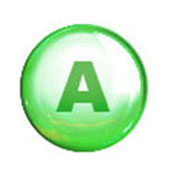 En gron bild med ett A for Vitamin A, Retinol, i mitten av bilden, också den i gron text. En gron bild med ett A for Vitamin A, Retinol, i mitten av bilden, också den i gron text.