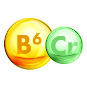 Infografisk bild med symboler för vitamin b6 och krom