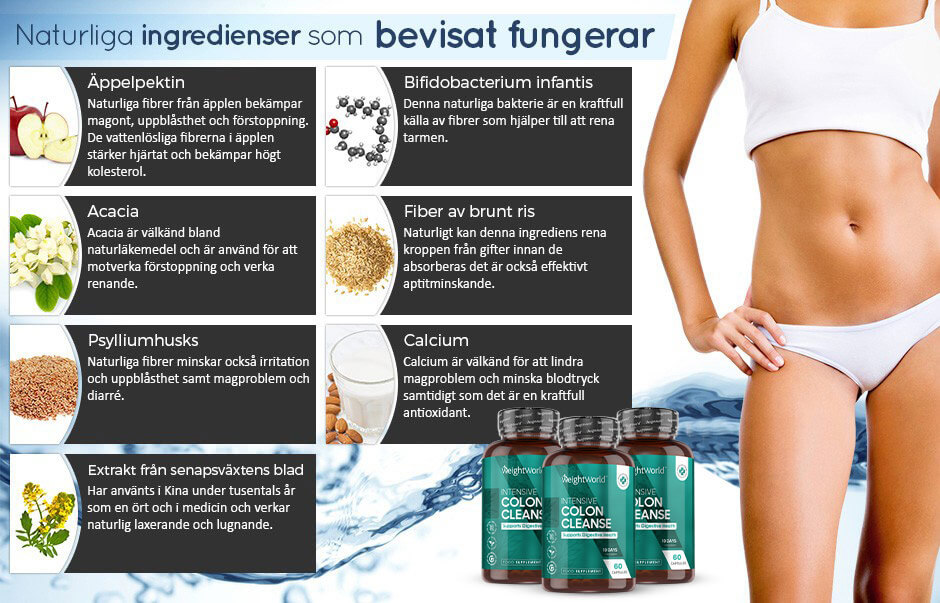 Infographic med Deep Colon Cleanse som visar alla fördelar med superfrukterna den innehåller