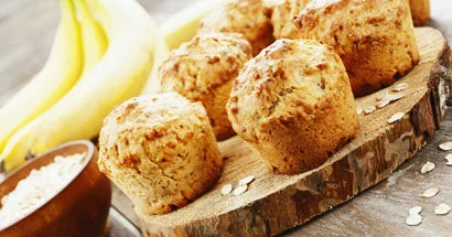 Havremuffins med chiafrön, linfrön och banan
