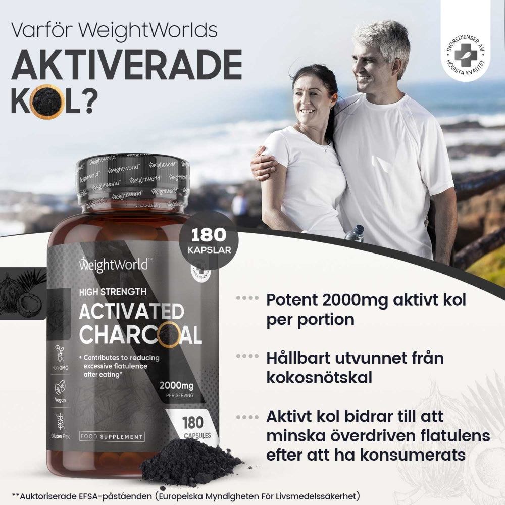 Naturligt tillverkade aktivt kol kapslar för rengöring och maghälsa