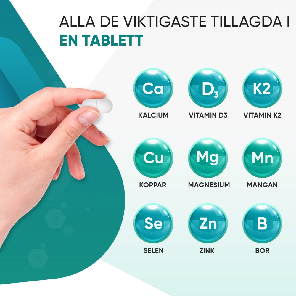 Lättsvalda kalcium tabletter, med magnesium, zink och vitamin D3