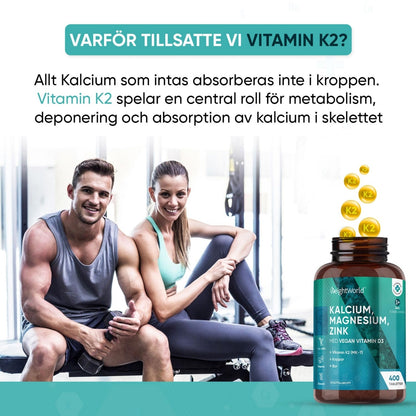 Billiga kalcium tabletter, med magnesium, zink och vitamin D3 för hälsa och välmående