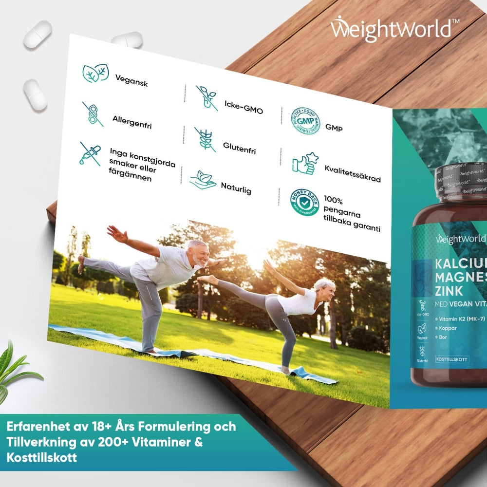 Kalcium tabletter som innehåller zink och vitamin D3