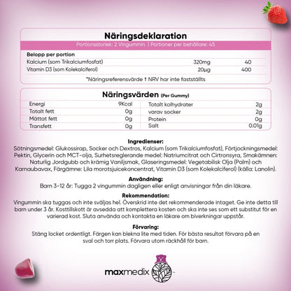 Kalcium och Vitamin D3 Gummies