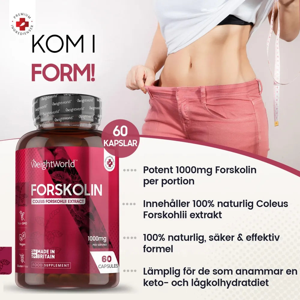 Färdigdoserade forskolin kapslar för lätt användning för viktkontrollen