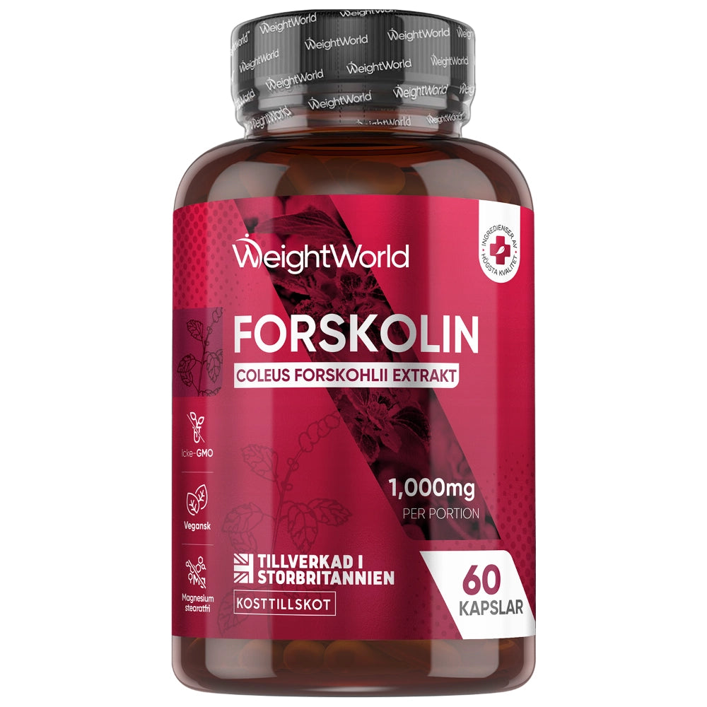 Forskolin kapslar från WeightWorld, 1000 mg och 60 kapslar per burk