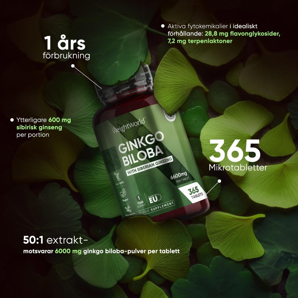 Du kan köpa ginkgo bilboa komplex hos WeightWorld för att stötta minnet