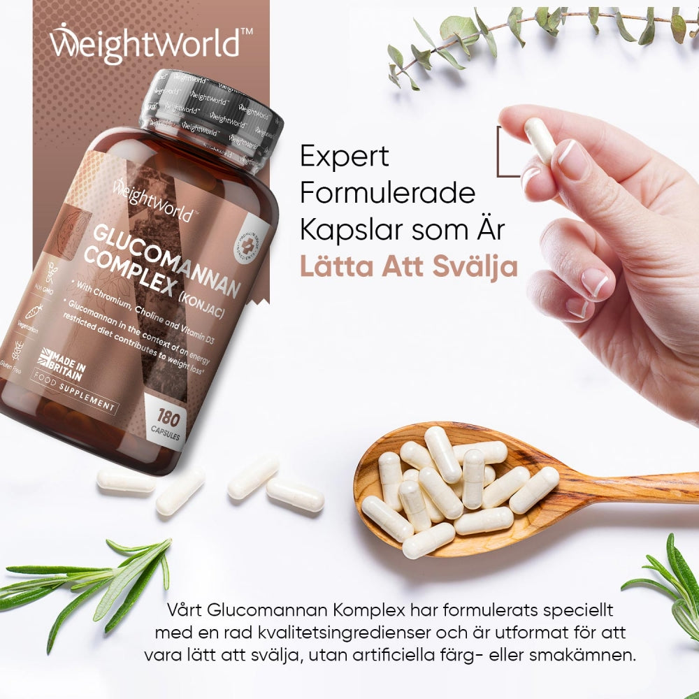 Glucomannan kapslar är lätta att svälja och kan hjälpa med viktminskning