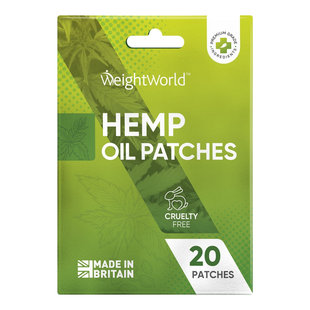 Grön WeightWorld-plåsterförpackning med hempolja, 20 plåster