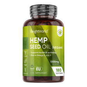 Hampaolja fylld med Omega 3, 6 och 9 för hjärna och hälsa
