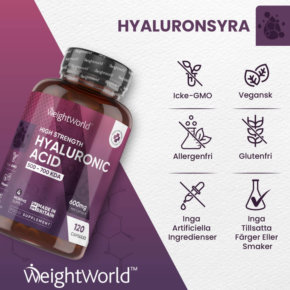 Hyaluronsyra kosttillskott för leder, hud och skelett