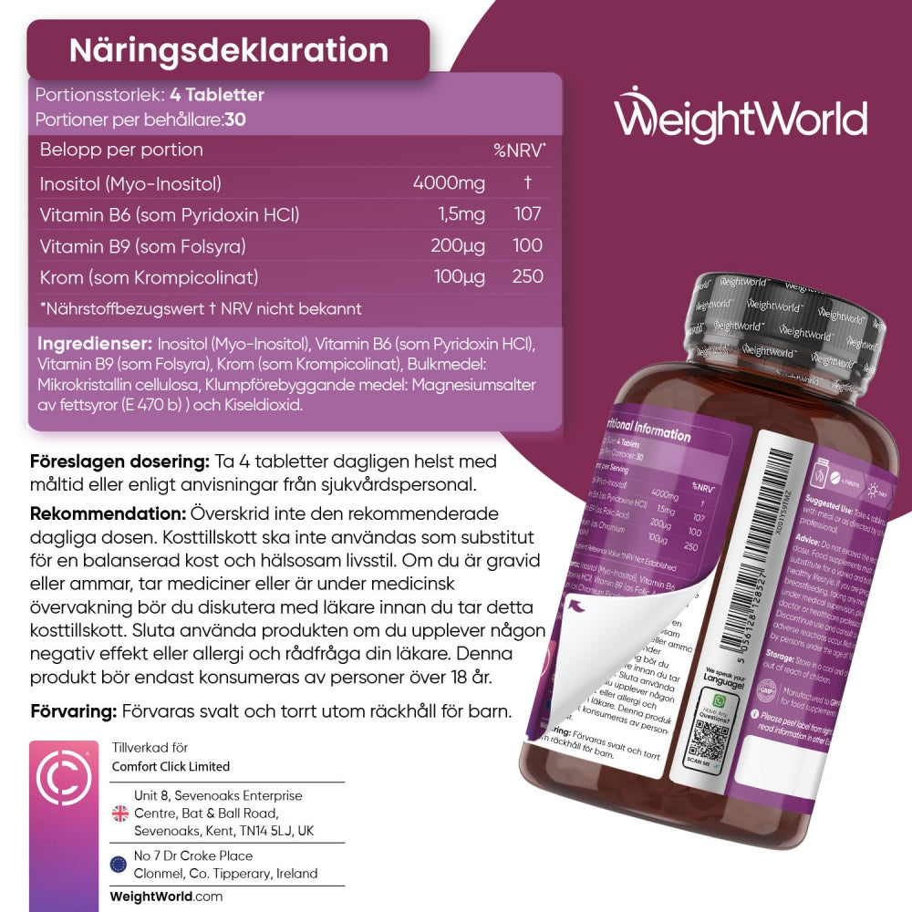 Inositol 4000mg 120 Tablets