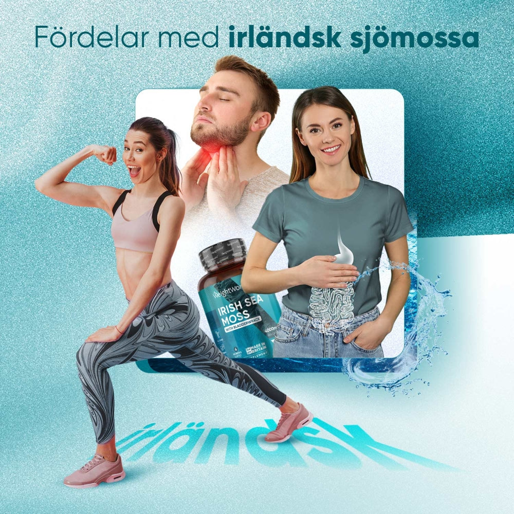 Bild på 3 personer som visar fördelarna med WeightWorlds Irish Sea Moss 4000 mg