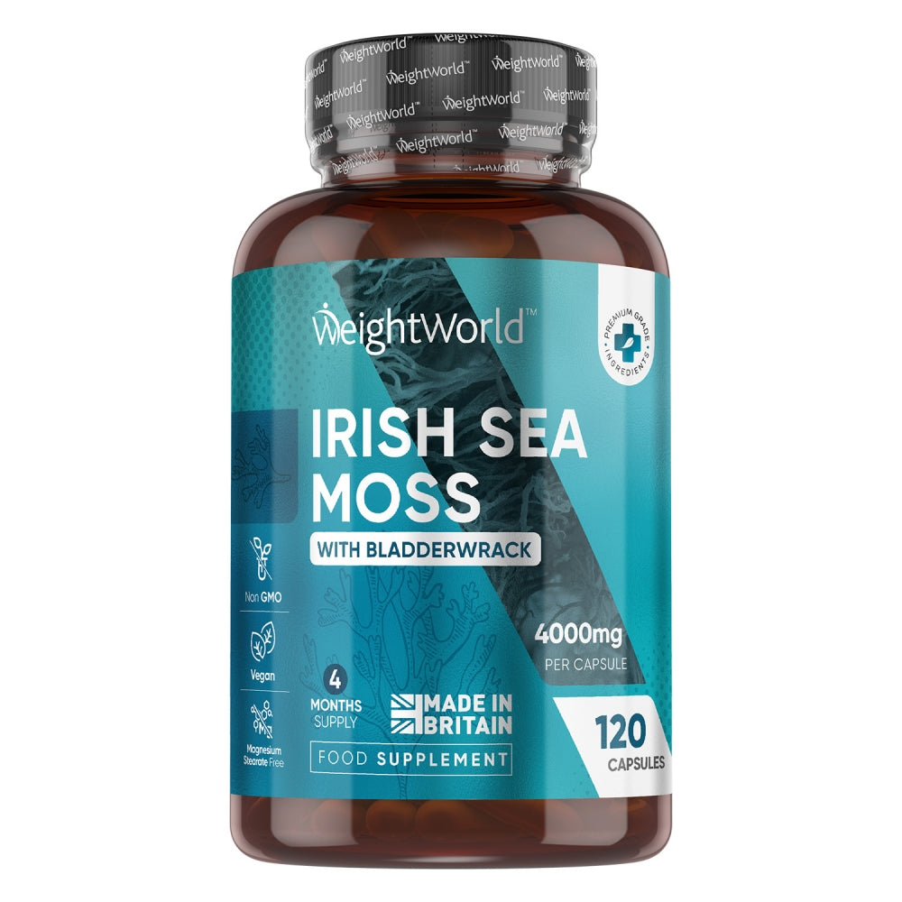 En burk med WeightWorlds Irish Sea Moss 4000 mg