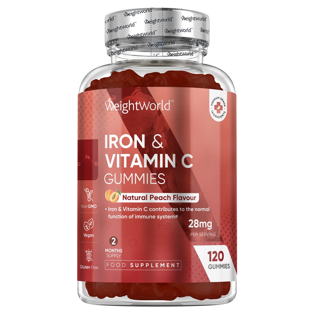 1 burk av WeightWorlds Järn gummies som bidrar till att minska trötthet och utmattning