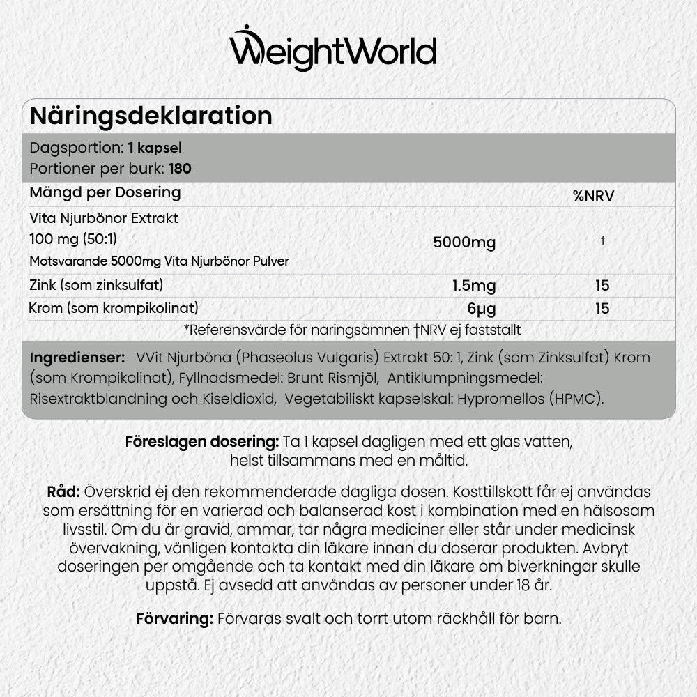 White Kidney Beans Extract 5000mg 180 Capsules